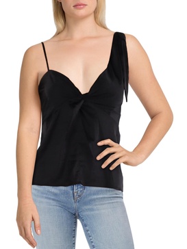 shora womens knot front tie shoulder cropped