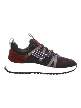 damon 6301541 black & heritage red suede panel low-top sneakers