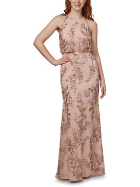 womens embroidered maxi halter dress