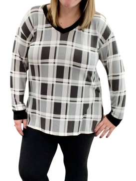 plaid long sleeve tee in charcoal