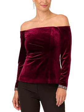 womens embellished ruched blouse