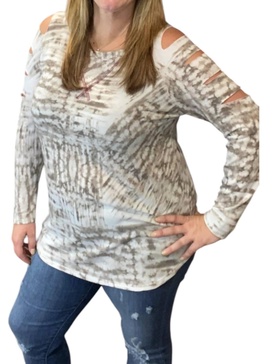 cut out neutral top in grey