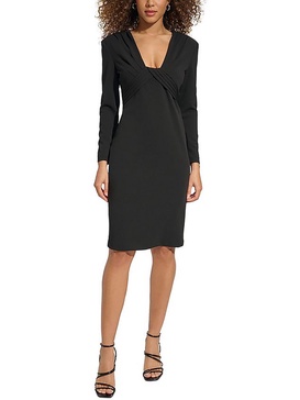 womens pleated knee length sheath dress