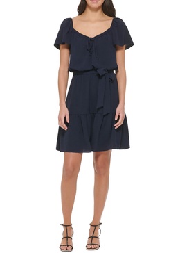 womens tiered polyester shift dress