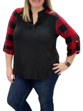 buffalo plaid gabby top in red/black