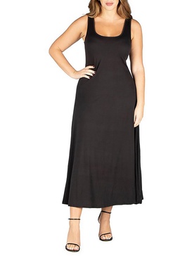 plus womens sleeveless scoop neck midi dress