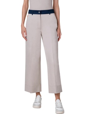 wide leg crop pants in beige/navy/orange