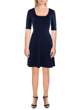 womens scoopneck elbow sleeve shift dress