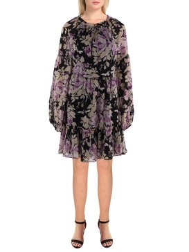 womens knee length ruffled shift dress