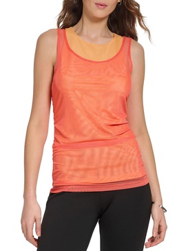 womens mesh crewneck blouse