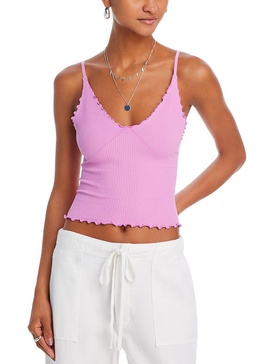 womens v neck scalloped cropped