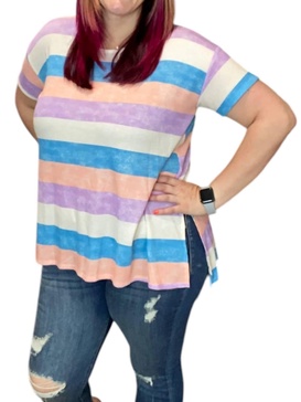 pastel tee in peach multi