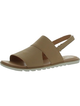 womens leather peep-toe slingback sandals