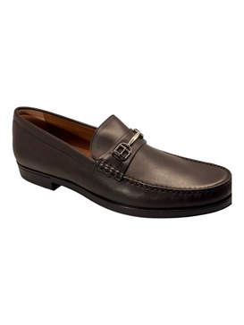 simpler 6230242 men's chocolate calf plain leather loafers