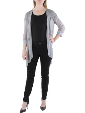 womens mesh sheer duster blazer
