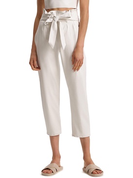womens faux leather paperbag cropped pants