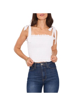 womens ruffled tie shoulder cropped