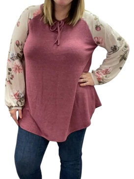tie front floral sweater in rust