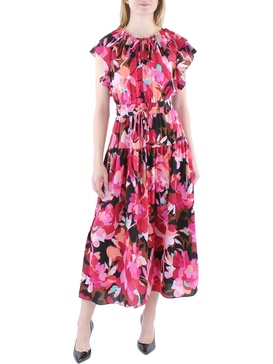 womens floral ruffled midi dress