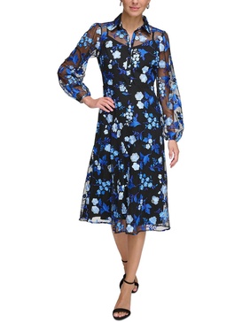 womens mesh embroidered shirtdress