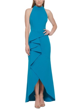 womens full length mock neck halter dress