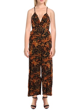 womens printed slit jumpsuit