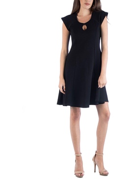 plus womens keyhole neck above knee wear to work dress