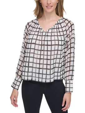 womens printed v-neck blouse