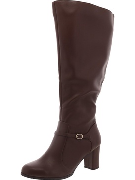 womens faux leather wide calf knee-high boots