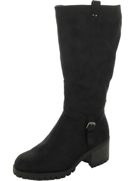 lorielle womens faux suede wide calf knee-high boots