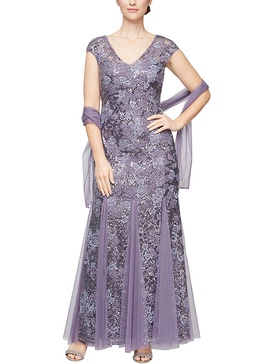 womens lace trumpet evening dress