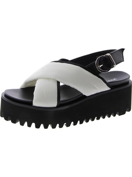 puffy flatform sandal womens laser cut casual ankle strap