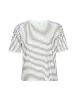 stripe pocket crew tee in green multi