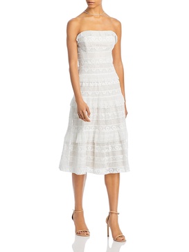womens lace strapless midi dress