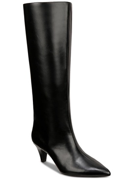 kaiaa womens faux leather kitten heel knee-high boots