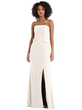 strapless tuxedo maxi dress with front slit