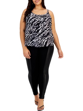 plus womens animal print shell tank top
