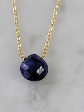 stephanie delicate drop necklace in sapphire