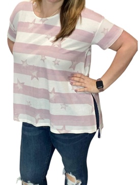 stars tee in lavender/white
