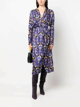 northern light print satin dress in night fall