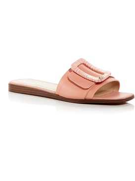 inez womens buckle square toe slide sandals