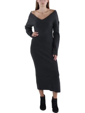 womens ribbed tea length sweaterdress