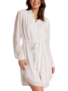 womens textured mini shirtdress