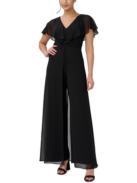 womens chiffon ruffle overlay jumpsuit