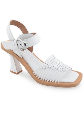 crew womens faux leather square toe strappy sandals