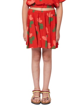 girl's sea flower all-over woven skirt in red
