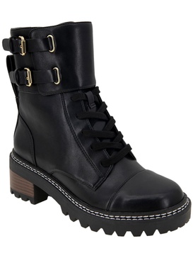 curtis womens faux leather lugged sole combat & lace-up boots