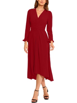 womens textured tea length fit & flare dress