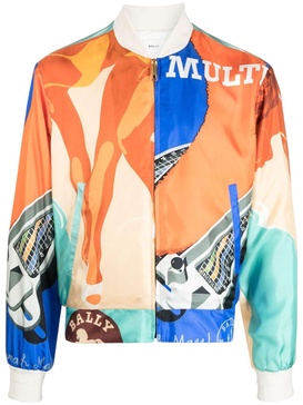 6304133 men's multicolor silk graphic-print bomber jacket