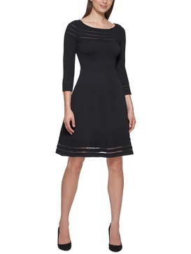 petites womens illusion mini sweaterdress